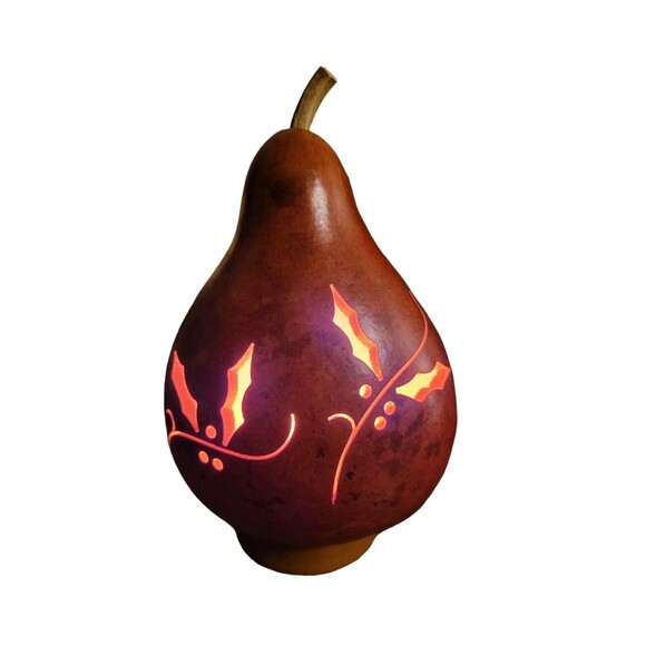 MEADOWBROOKE Gourd  Hand-crafted Lighted Lamp Luminary Autumn Nightlight Signed - Picture 1 of 11